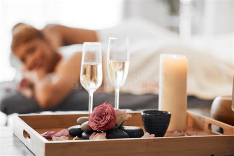 Champagne Spa Massage And Couple Relax In Zen Health And Wellness