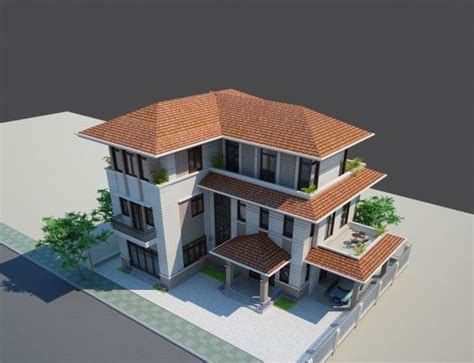 thiết kế biệt thự mái thái 3 tầng kiến trúc home