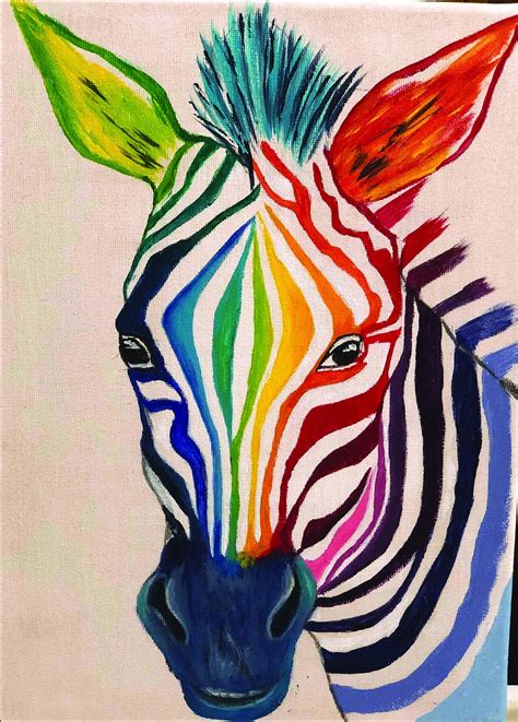 colorful zebra art original acrylic painting  canvas  etsy