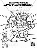 Samuel School Goliath Fights Sunday David Coloring Kids Pages Lesson sketch template