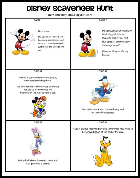 disney reveal scavenger hunt printable printable templates