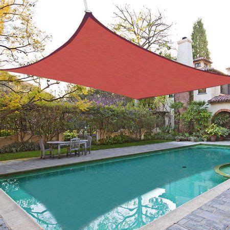 yescom  pack  square sun shade sail red  uv block outdoor patio pool garden yard lawn