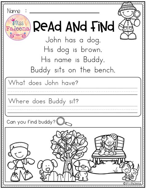 improve reading comprehension  kindergarten worksheets style