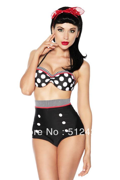 vintage high waist polka dot bikini set cutest retro swimsuit pin up swimwear s m l xl swimsuit