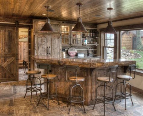 distinguished rustic home bar designs       drink