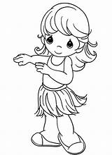 Coloring Girl Precious Moments Hula Pages Sheet Fun People Which sketch template