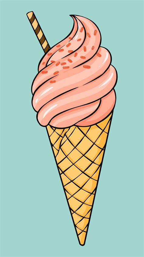 illustration  vintage ice cream dull colorful cartoon