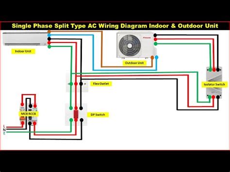 single phase split ac wiring diagram indoor outdoor unit air conditioning youtube