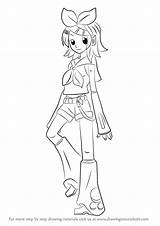 Rin Kagamine Vocaloid Draw Drawing Step Tutorial sketch template
