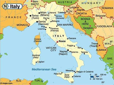 kart  italia og omkringliggende land kart  italia og grenser mot land sor europa