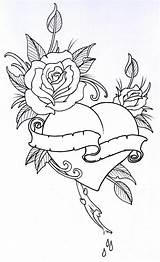 Tattoo Outline Rose Heart Roses Hearts Drawing Coloring Pages Deviantart Vikingtattoo Sketch Adult Tattoos Realistic Roseheart Printable Drawings Outlines Tatoo sketch template