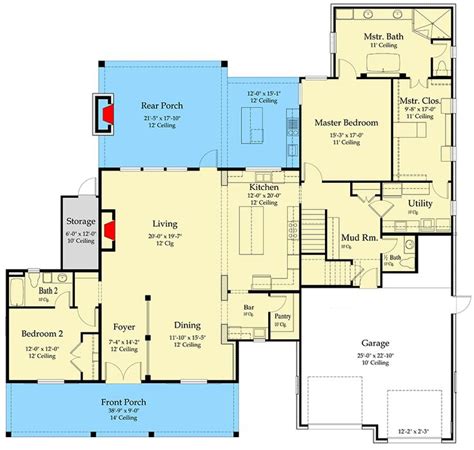 plan mcd exclusive  story house plan  main level master bedroom  story house
