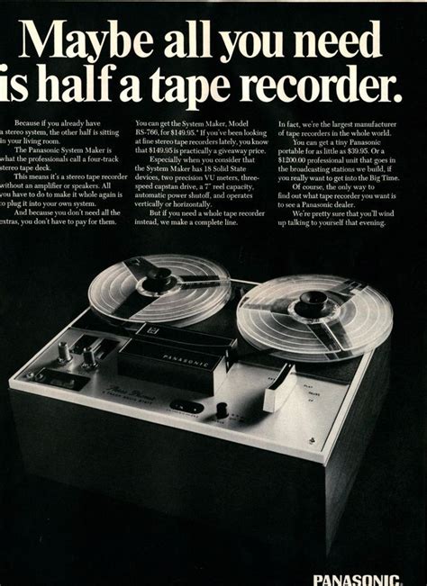 panasonic reel to reel tape recorder rs vintage paper