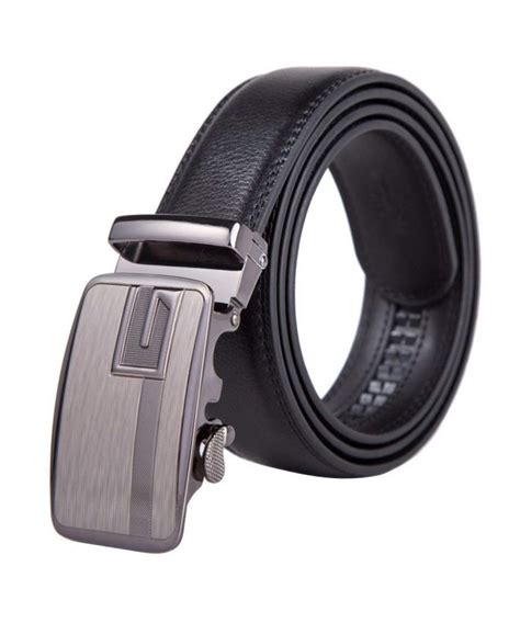 mens pu black leather ratchet dress belt  automatic bucklewidth