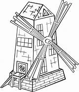 Vento Mulino Colorare Disegno Windmill sketch template