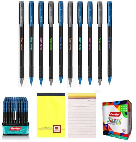Rorito Jazy Blue Writings Ball Pens Pack Of 50 Pens With A First Click