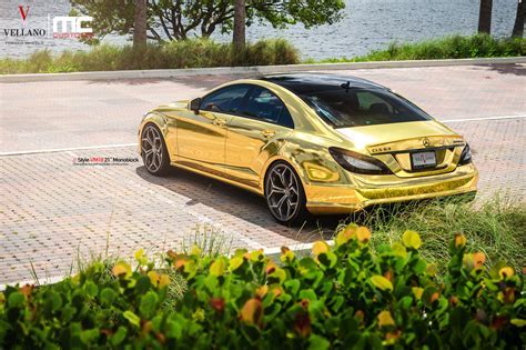 Mercedes CLS 63 AMG Makes Gold Wrap and Vellano Wheels  
