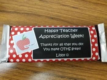 teacher appreciation candy bar wrappers  libby magee tpt