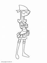 Coloring Ferb Phineas Pages Candace Print Printable Animations sketch template