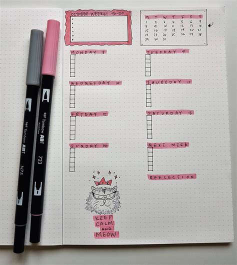 easy  page bullet journal weekly spread  favourite bulletjournal