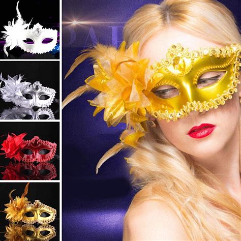 Novelty Sexy Diamond Venetian Mask Feather Flower Wedding Carnival