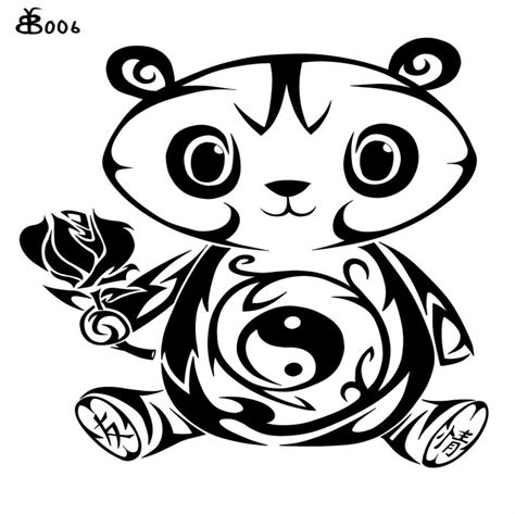 Tribal Panda With Yin Yang Print Keeping Rose Tattoo
