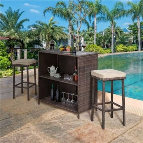 piece rattan patio bar set affordable modern design furniture