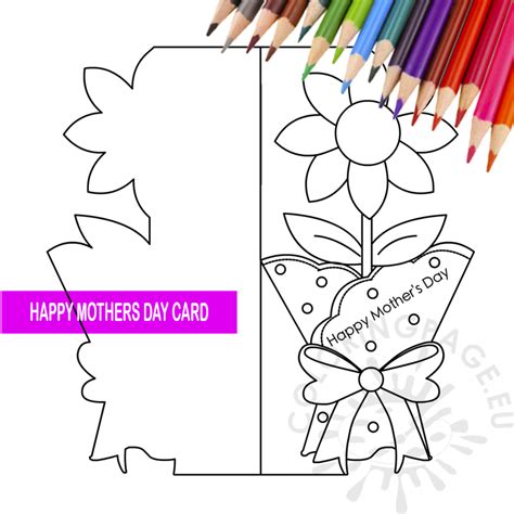 happy mothers day card template coloring page