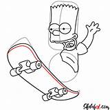 Bart Simpson Skateboard Draw Simpsons Step Sketchok Drawing sketch template
