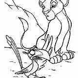 Simba Lion King Zazu Coloring Talking Mufasa Nala Cave Front sketch template