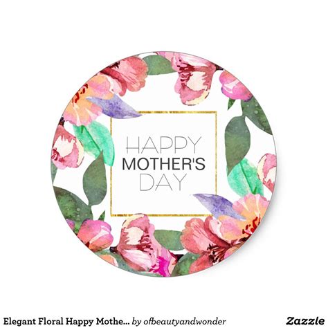 elegant floral happy mothers day sticker zazzlecom happy