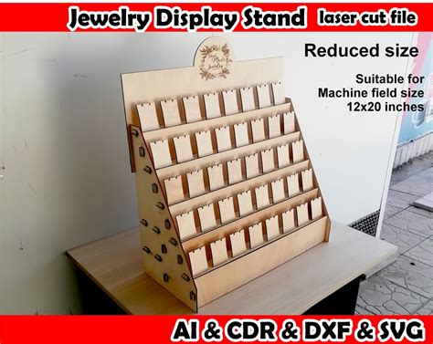 jewelry display stand reduced size laser cut file laser etsy