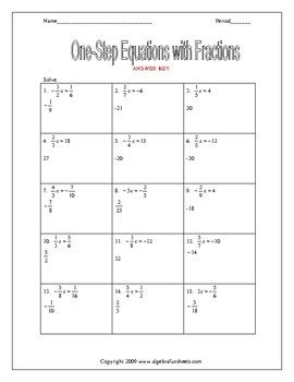 solving  step equations fractions reciprocals  worksheet