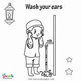 Wudu Ablution Coloring Wudhu Wash Belarabyapps Ears Wiping Wipe sketch template