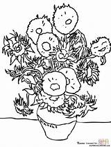 Gogh Vincent Colorare Disegni Sunflowers Girasoli sketch template