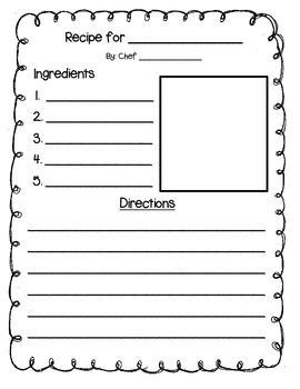 recipe writing prompt kids writing writing prompts cookbook template