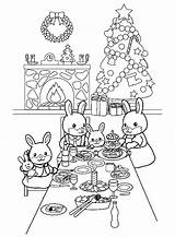 Kerstmis Kleurplaat Kerst Coloring Konijnen Bunny Kerstdiner Dieren Kerstfeest Familie Uitprinten Kerstkleurplaten Malvorlagen Coloriages Kerstboom Diner Animaatjes Grote sketch template