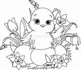 Easter Chick Coloring Happy Stock sketch template