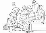 Disciples Jesus Feet Washes His Coloring Pages sketch template