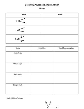 geometry worksheet classifying angles  angle addition