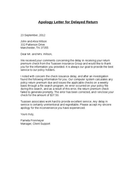 apology letter  delayed return hashdoc lettering good essay