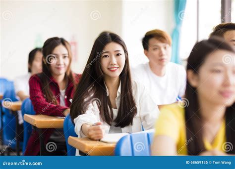 female college student sitting  classmates stock image image  sitting education