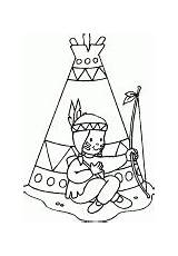 Coloring Tepee Indian Sitted Child Front His Previous sketch template