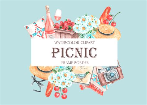 picnic frame border picnic clipart graphic  sabinazhukovets