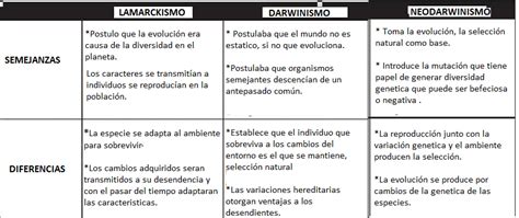 Cuadros Comparativos Entre Darwin Y Lamarck Diferencias En Sus Teorías