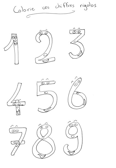 figures rigolos numbers kids coloring pages