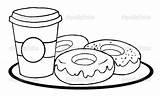 Coffee Coloring Donuts Donut Cup Clipart Pages Drawing Line Clip Mug Doughnuts Doughnut Stock Outlined Print Outline Cliparts Sheet Easy sketch template
