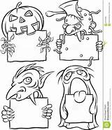 Halloween Whiteboard Monsters Drawing Illustration Coloring Vector Preview sketch template