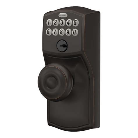 schlage customizable keying camelot georgian aged bronze single cylinder electronic knob lighted