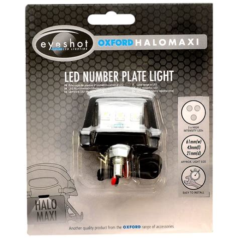 oxford halo maxi led number plate light black mototechniks